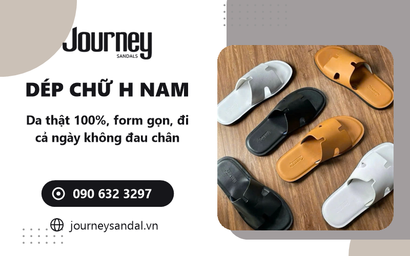 dép chữ H nam da thật