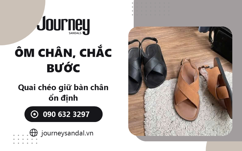 sandal quai chéo da bò nam nữ